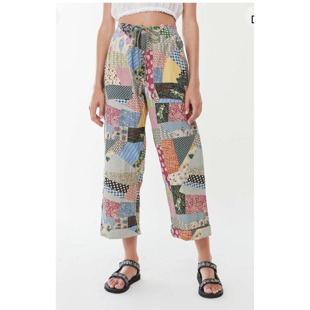 Kimchi Blue Gertie Patchwork Plaid quilted Balloon Barrel wide leg Pants Small